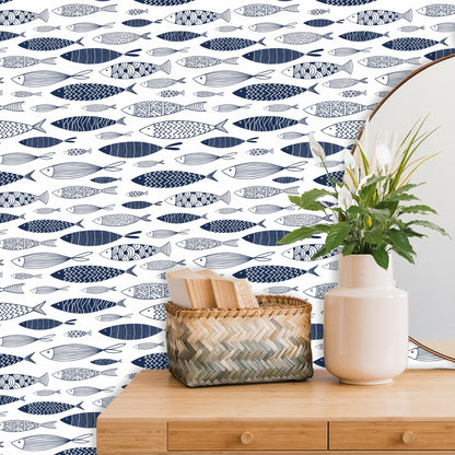 Coastal Wallpaper with Fish